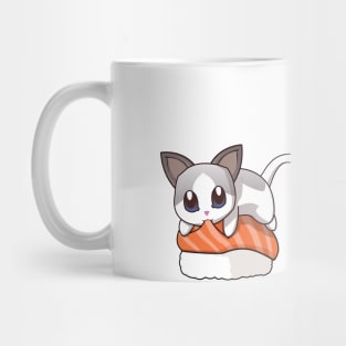 White Cat Salmon Sushi Mug